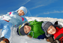 Winter Family Fun; kids in the snow